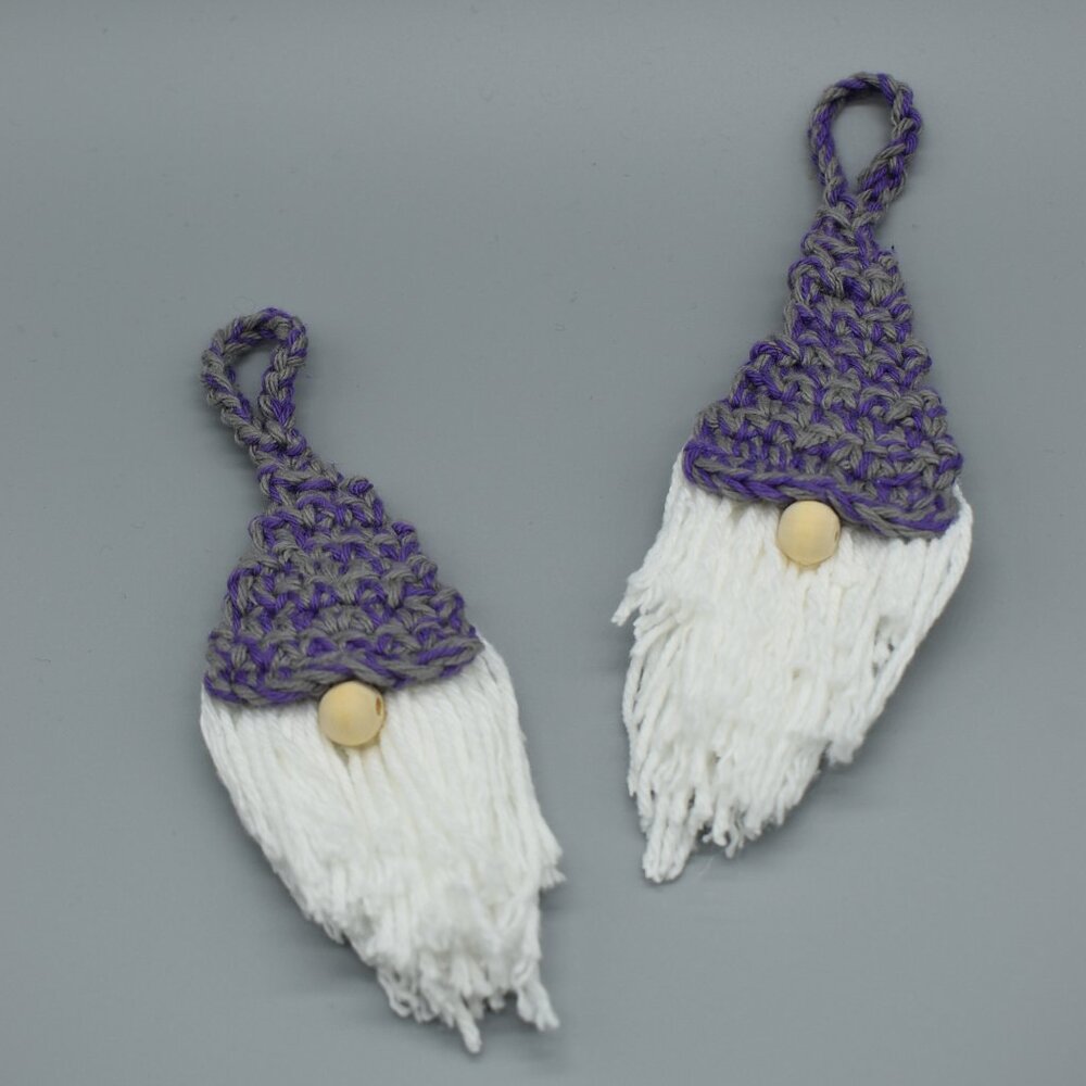 Crochet Gnome Ornaments Handcrafted Set Of Two